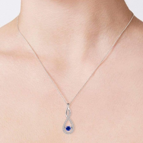Genuine Sapphire Infinity Sparkling Necklace - Picture 4 of 5